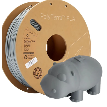 Polymaker PolyTerra Matte PLA Filament Fosil Gri